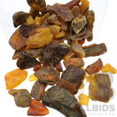 Amber Natural Pieces in Assorted Sizes and Shapes, 10mm - 75mm in Size, Total Weight 496 Grams