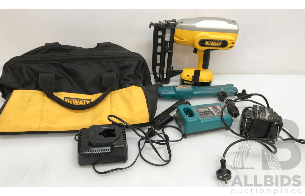 Assorted DeWalt and Makita Tools