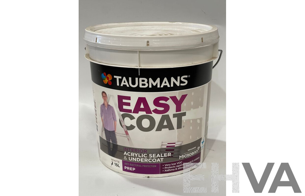 TAUBMANS Easy Coat Prep White for Interior Acrylic Sealer & Undercoat 15L Tub