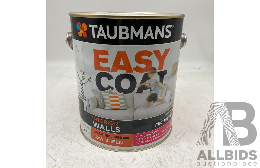 TAUBMANS Easy Coat Low Sheen for Interior Walls 2L Neutral - Lot of 4 Tins