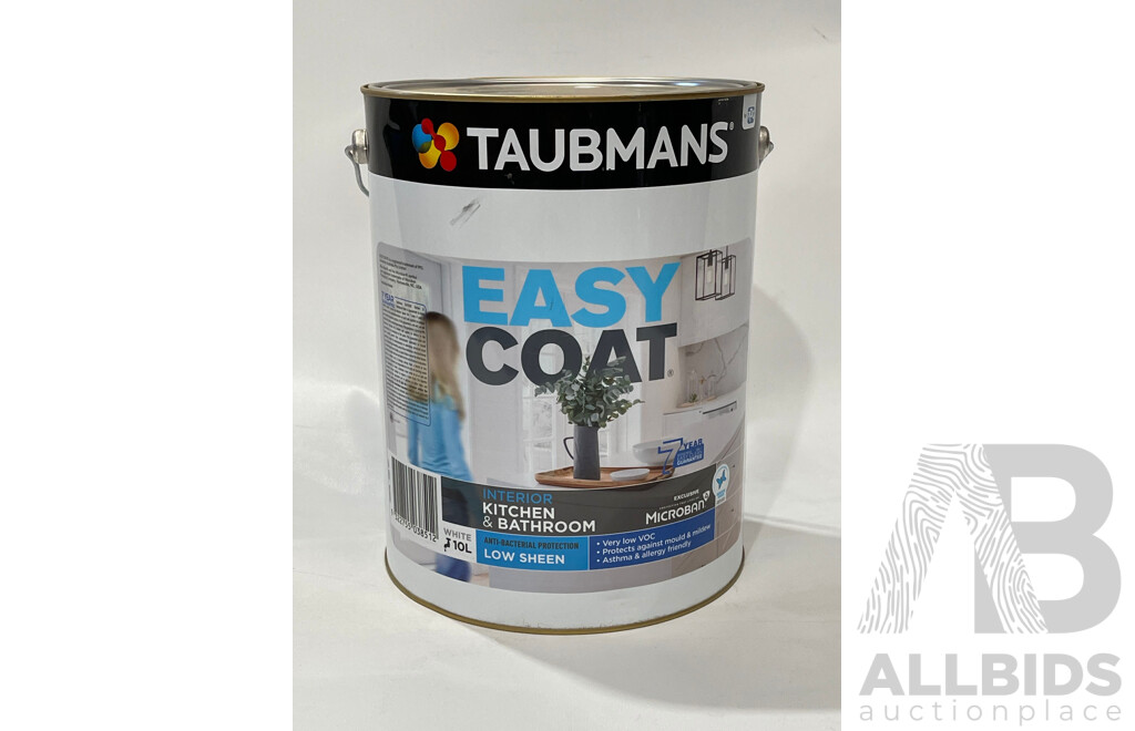 TAUBMANS Easy Coat Interior Kitchen & Bathroom White Low Sheen Paint 10L