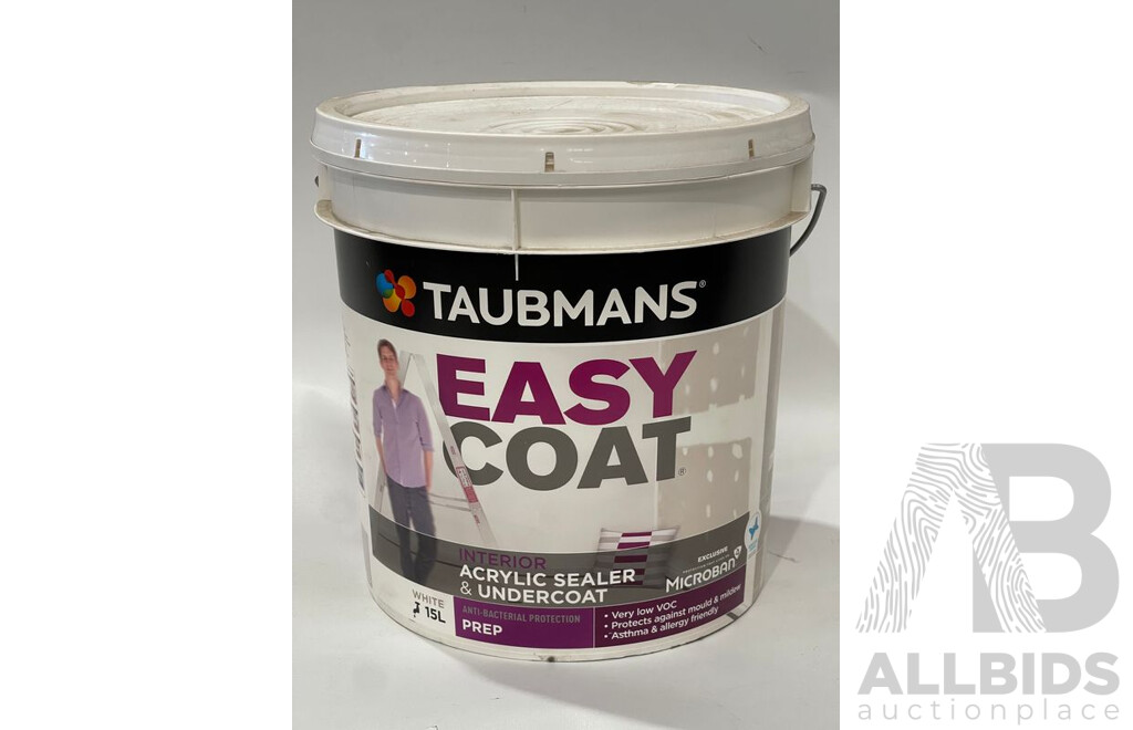 TAUBMANS Easy Coat Prep White for Interior Acrylic Sealer & Undercoat 15L Tub