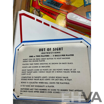 Out of Sight by D.Gottlieb & CO. Pinball Machine