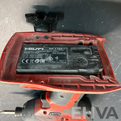 HILTI SID 4-A22 Cordless Impact Driver & TE 6-A22 Cordless Rotary Hammer & AG125-A22 Cordless Angle Grinder & 1x Battery - Lot of 4 - Estimated Total $1,600.00