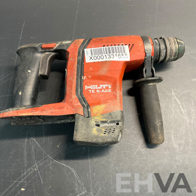 HILTI SID 4-A22 Cordless Impact Driver & TE 6-A22 Cordless Rotary Hammer & AG125-A22 Cordless Angle Grinder & 1x Battery - Lot of 4 - Estimated Total $1,600.00