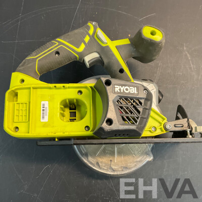 RYOBI CJS180GL Cordless Jigsaw & R18AG4115 Angle Grinder & RWSL1801 Circular Saw & 2x 18V Charger & 1x Battery - Lot of 6