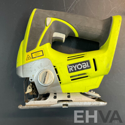 RYOBI CJS180GL Cordless Jigsaw & R18AG4115 Angle Grinder & RWSL1801 Circular Saw & 2x 18V Charger & 1x Battery - Lot of 6