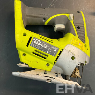 RYOBI CJS180GL Cordless Jigsaw & R18AG4115 Angle Grinder & RWSL1801 Circular Saw & 2x 18V Charger & 1x Battery - Lot of 6