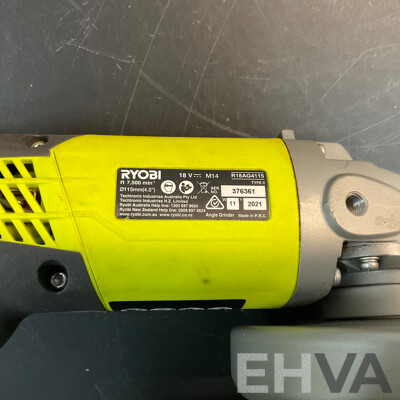 RYOBI CJS180GL Cordless Jigsaw & R18AG4115 Angle Grinder & RWSL1801 Circular Saw & 2x 18V Charger & 1x Battery - Lot of 6
