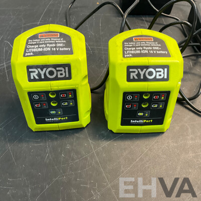 RYOBI CJS180GL Cordless Jigsaw & R18AG4115 Angle Grinder & RWSL1801 Circular Saw & 2x 18V Charger & 1x Battery - Lot of 6