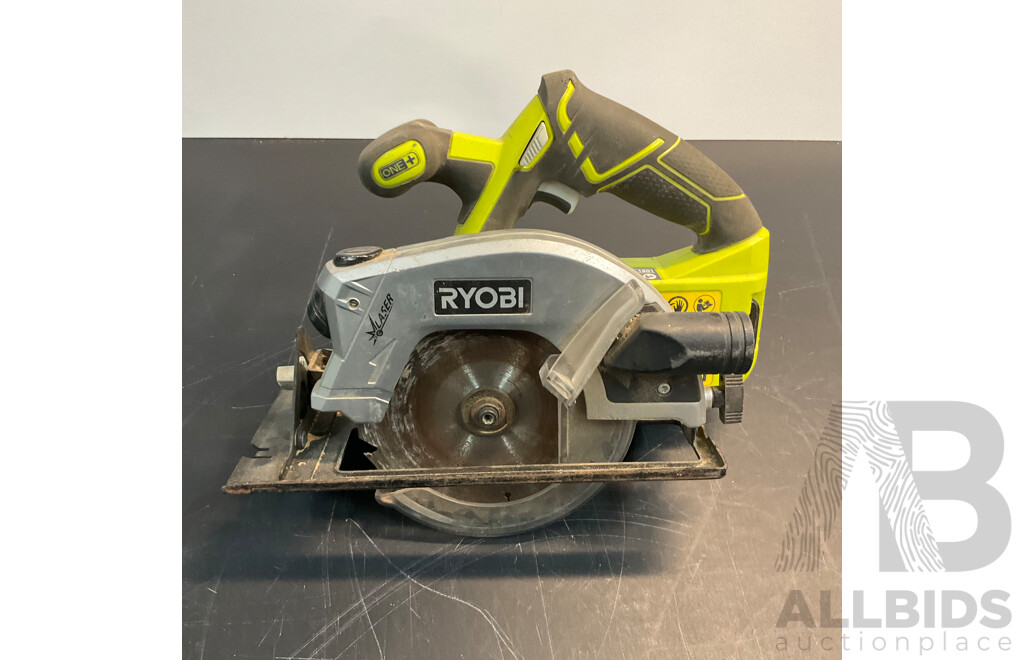 RYOBI CJS180GL Cordless Jigsaw & R18AG4115 Angle Grinder & RWSL1801 Circular Saw & 2x 18V Charger & 1x Battery - Lot of 6