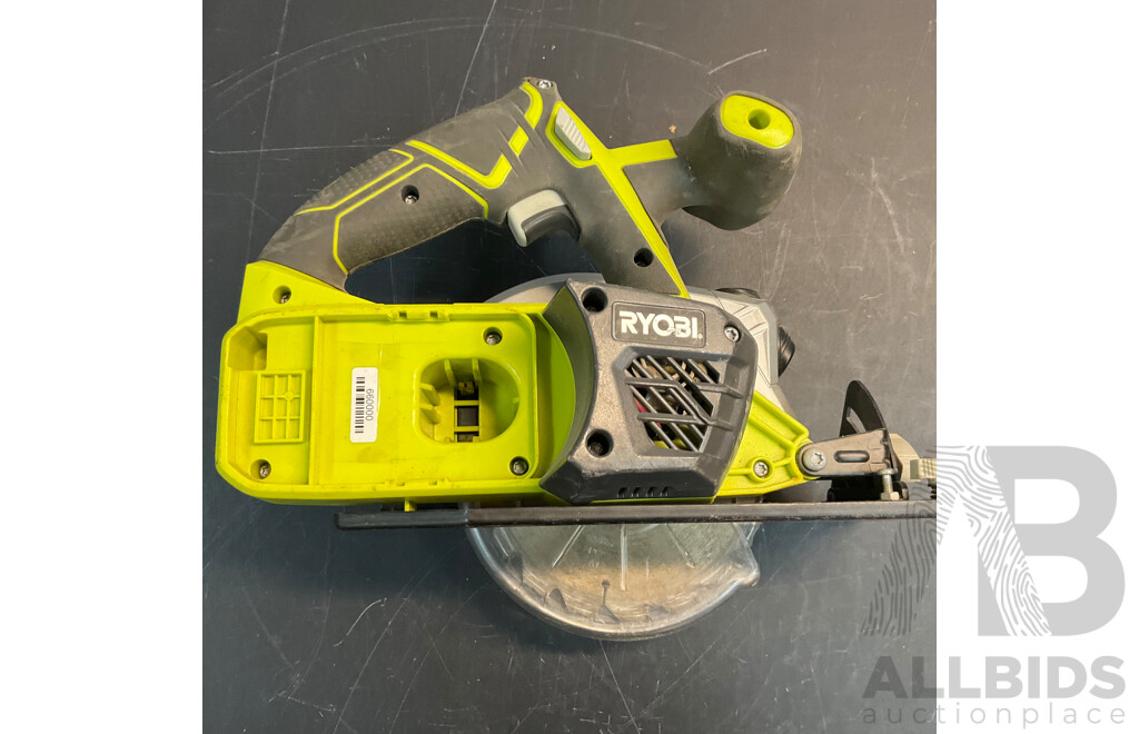 RYOBI CJS180GL Cordless Jigsaw & R18AG4115 Angle Grinder & RWSL1801 Circular Saw & 2x 18V Charger & 1x Battery - Lot of 6