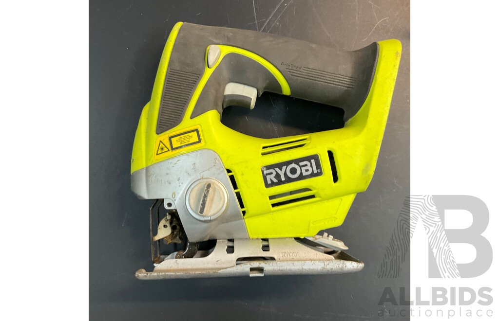 RYOBI CJS180GL Cordless Jigsaw & R18AG4115 Angle Grinder & RWSL1801 Circular Saw & 2x 18V Charger & 1x Battery - Lot of 6
