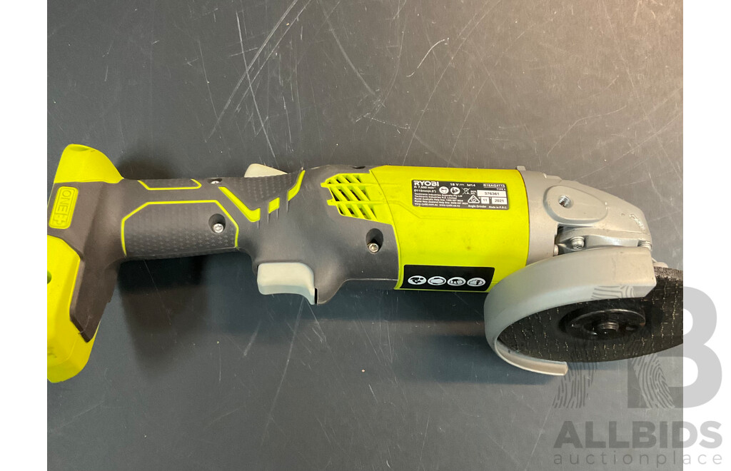 RYOBI CJS180GL Cordless Jigsaw & R18AG4115 Angle Grinder & RWSL1801 Circular Saw & 2x 18V Charger & 1x Battery - Lot of 6