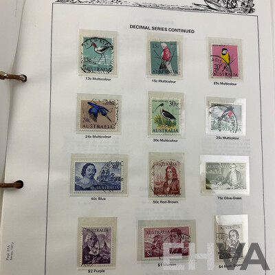 Australian Seven Seas Stamp Albums Including Cancelled Stamps 1966-1979 and Mint Stamps 1980-1988