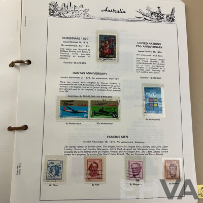 Australian Seven Seas Stamp Albums Including Cancelled Stamps 1966-1979 and Mint Stamps 1980-1988