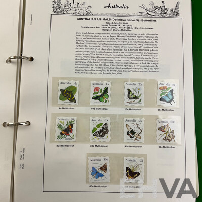 Australian Seven Seas Stamp Albums Including Cancelled Stamps 1966-1979 and Mint Stamps 1980-1988