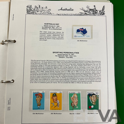 Australian Seven Seas Stamp Albums Including Cancelled Stamps 1966-1979 and Mint Stamps 1980-1988