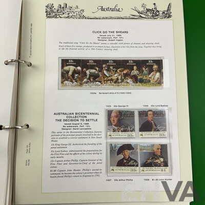 Australian Seven Seas Stamp Albums Including Cancelled Stamps 1966-1979 and Mint Stamps 1980-1988