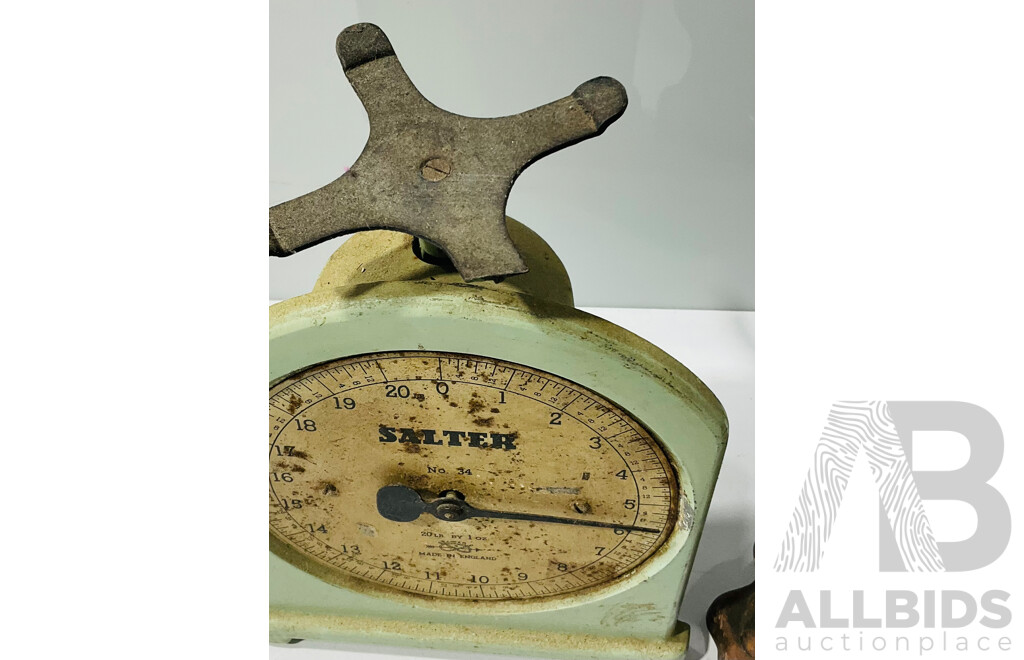 Pair of Vintage Scales - Salter No.34 Kitchen Scale and Salters Letter Balance No.11