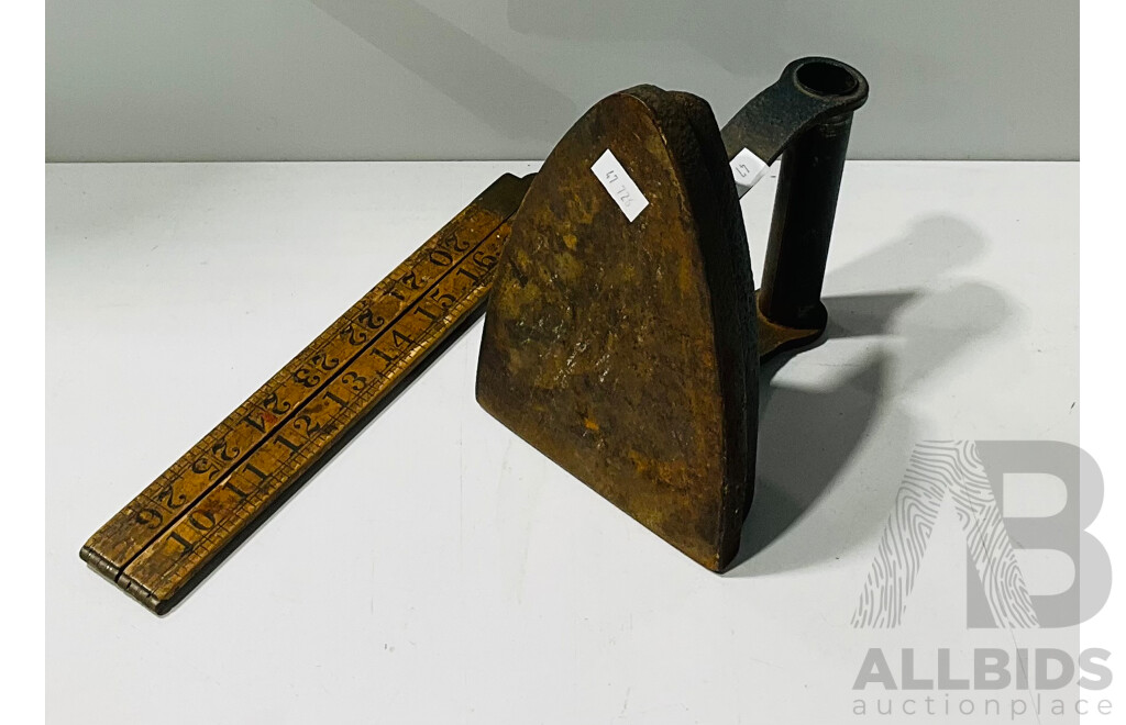 Vintage Salter Iron Alongside Retractable Ruler