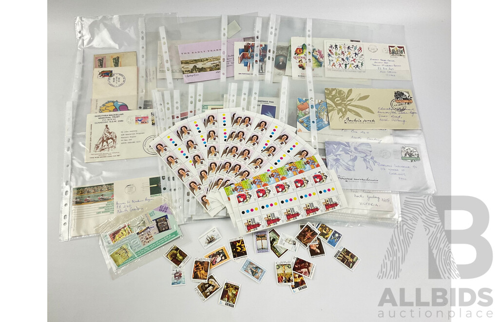 Collection of Australian 1980's and 90's Mint Stamp Blocks and Gutters with First Day Covers