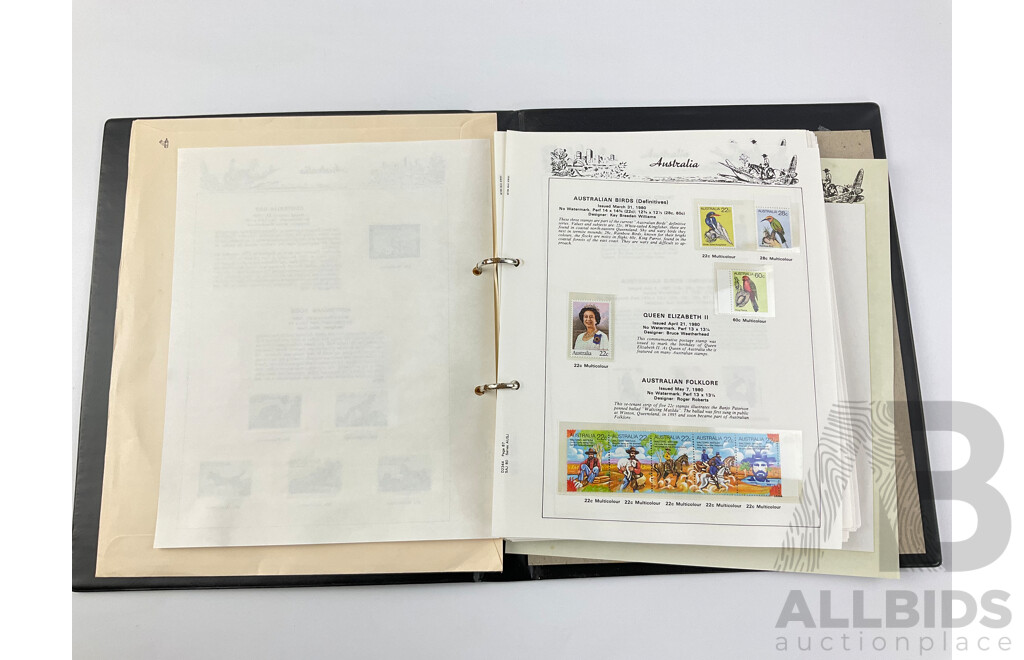 Australian Seven Seas Illustrated Higeless Mint Stamp Album Supplement, Examples From 1980 - 1988