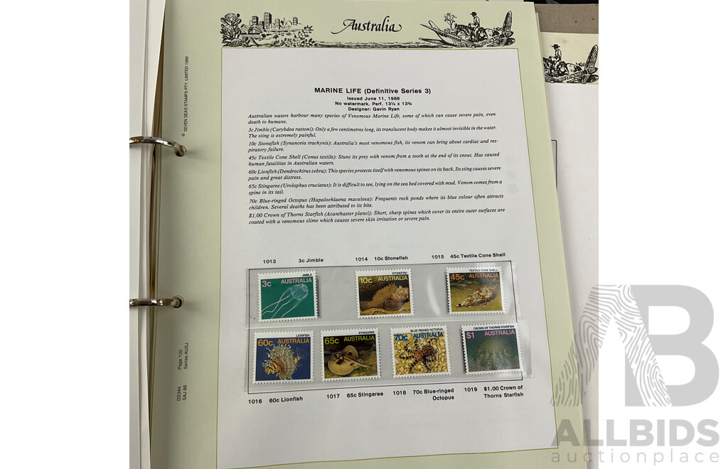 Australian Seven Seas Illustrated Higeless Mint Stamp Album Supplement, Examples From 1980 - 1988