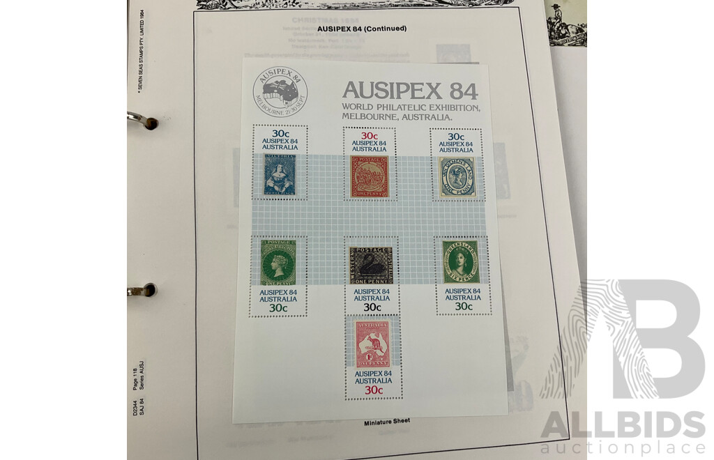 Australian Seven Seas Illustrated Higeless Mint Stamp Album Supplement, Examples From 1980 - 1988