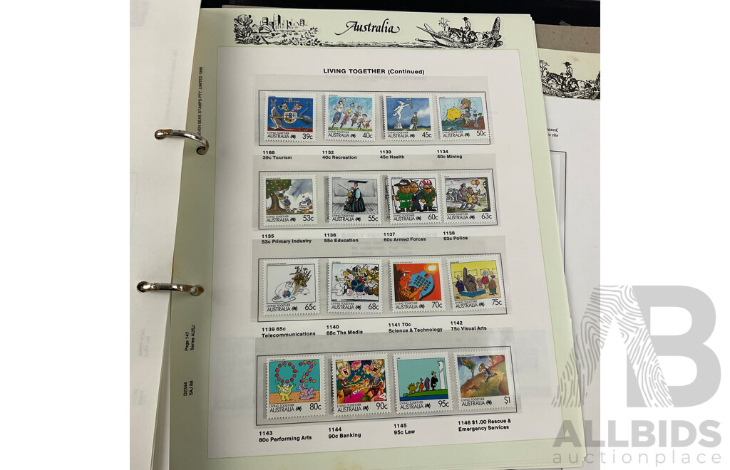 Australian Seven Seas Illustrated Higeless Mint Stamp Album Supplement, Examples From 1980 - 1988