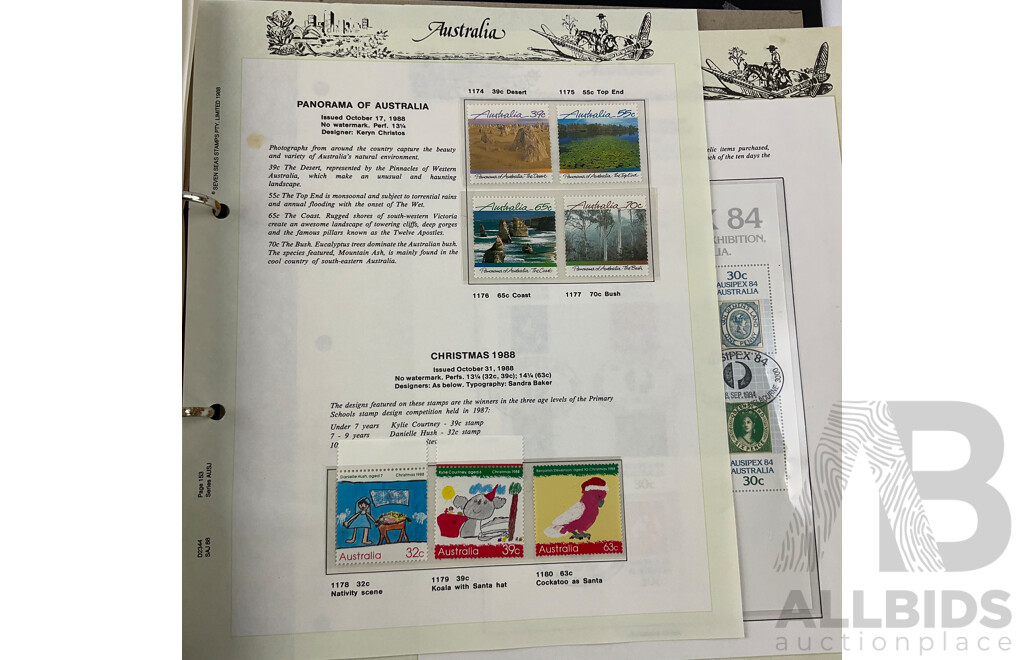 Australian Seven Seas Illustrated Higeless Mint Stamp Album Supplement, Examples From 1980 - 1988