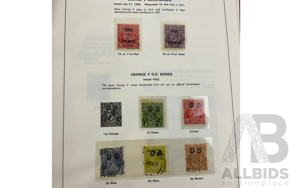 Australian Album of Catalogued Predecimal Stamps, Examples From 1910's - 1965 Including 1932 Blue and Red Harbour Bridge(OS) and More