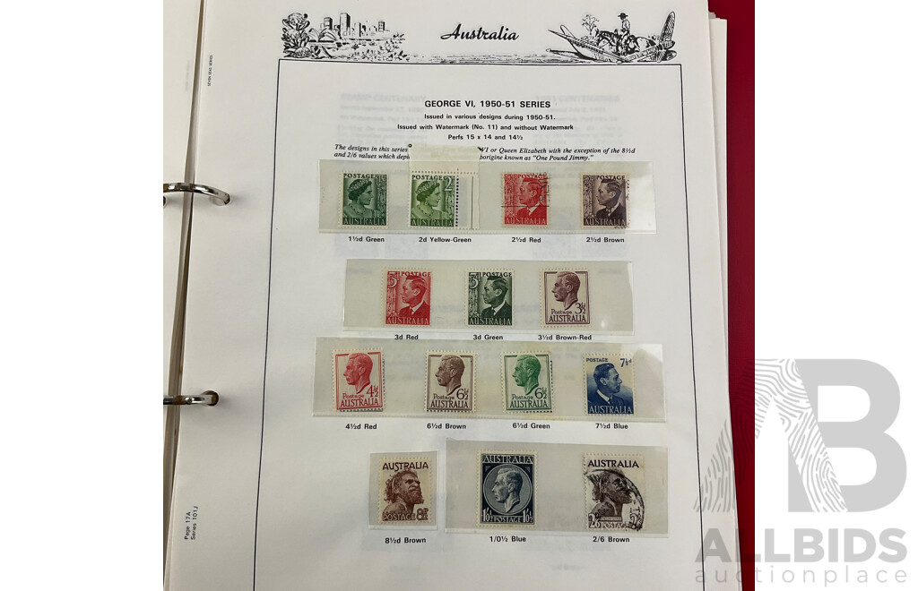 Australian Album of Catalogued Predecimal Stamps, Examples From 1910's - 1965 Including 1932 Blue and Red Harbour Bridge(OS) and More