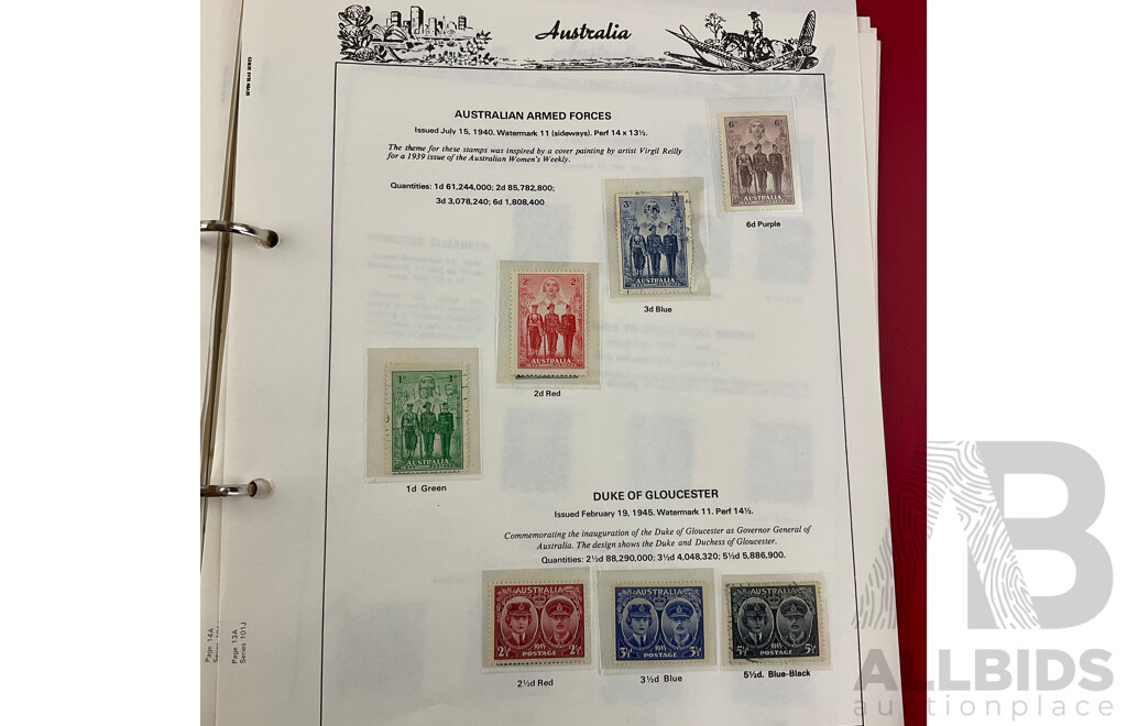 Australian Album of Catalogued Predecimal Stamps, Examples From 1910's - 1965 Including 1932 Blue and Red Harbour Bridge(OS) and More