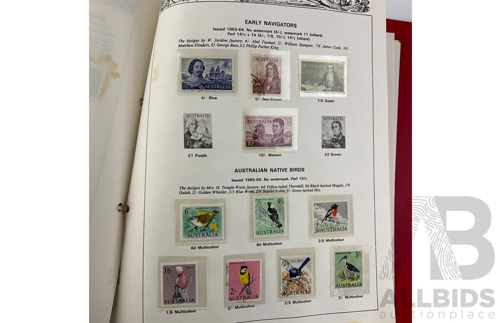 Australian Album of Catalogued Predecimal Stamps, Examples From 1910's - 1965 Including 1932 Blue and Red Harbour Bridge(OS) and More