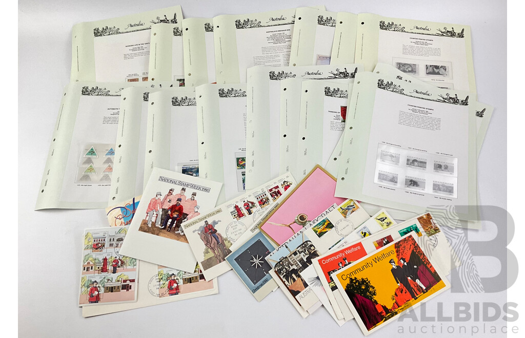 Australian 1993-1994 Seven Seas Mint Stamp Pages with 1980's and 1990's Stamp Packs and First Day Covers