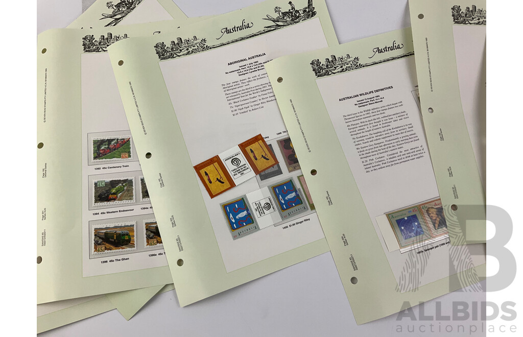 Australian 1993-1994 Seven Seas Mint Stamp Pages with 1980's and 1990's Stamp Packs and First Day Covers