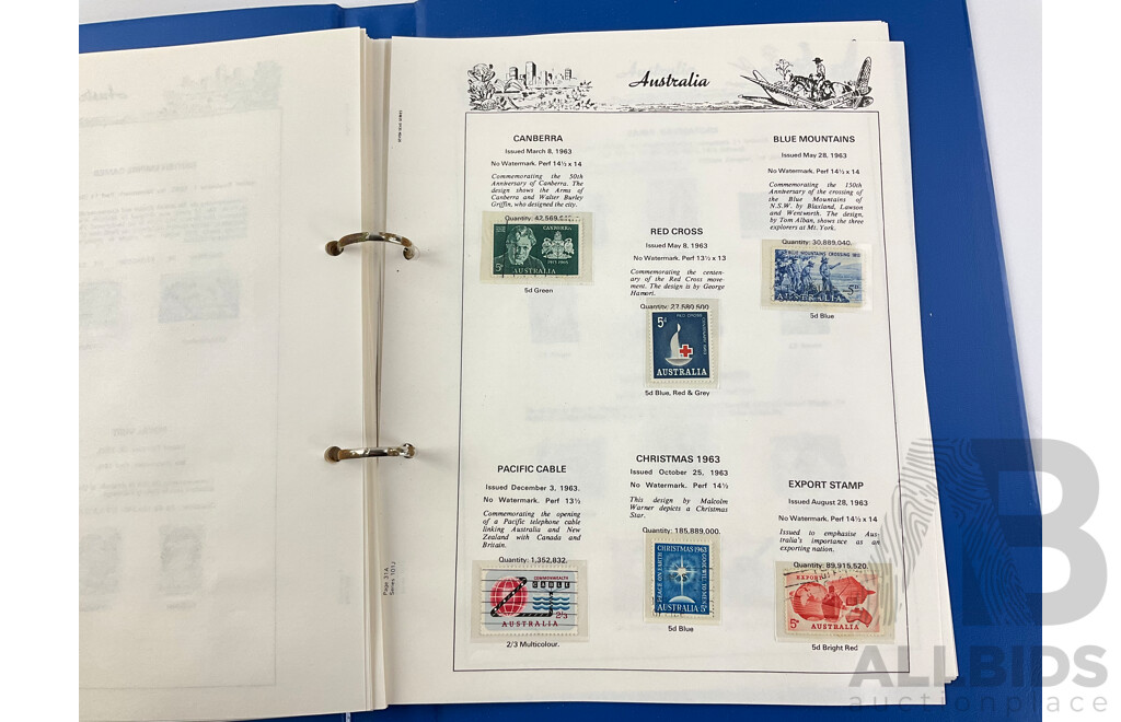 Australian Predecimal Stamp Album, Mostly Complete Including Kangaroo Series, KGV Series, 1930's Through to 1960's