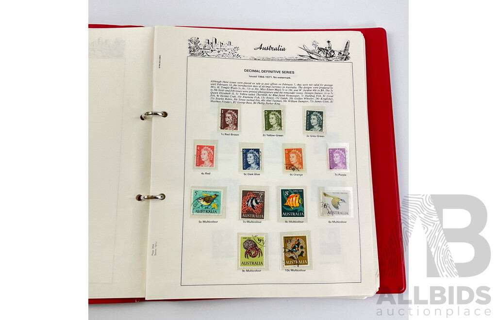 Australian Seven Seas Stamp Album of Mint and Cancelled Stamps, Spanning Years 1966 to 1979