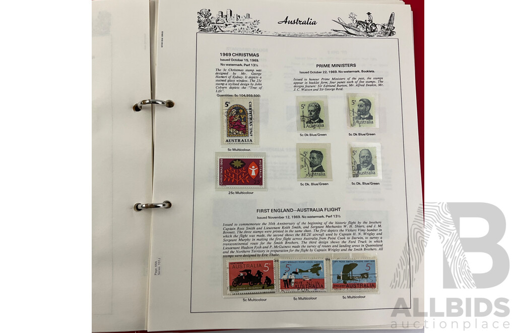 Australian Seven Seas Stamp Album of Mint and Cancelled Stamps, Spanning Years 1966 to 1979