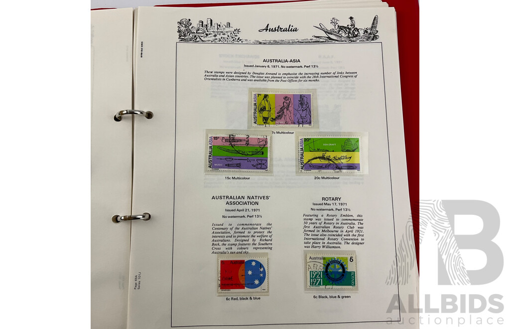 Australian Seven Seas Stamp Album of Mint and Cancelled Stamps, Spanning Years 1966 to 1979