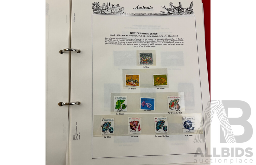 Australian Seven Seas Stamp Album of Mint and Cancelled Stamps, Spanning Years 1966 to 1979