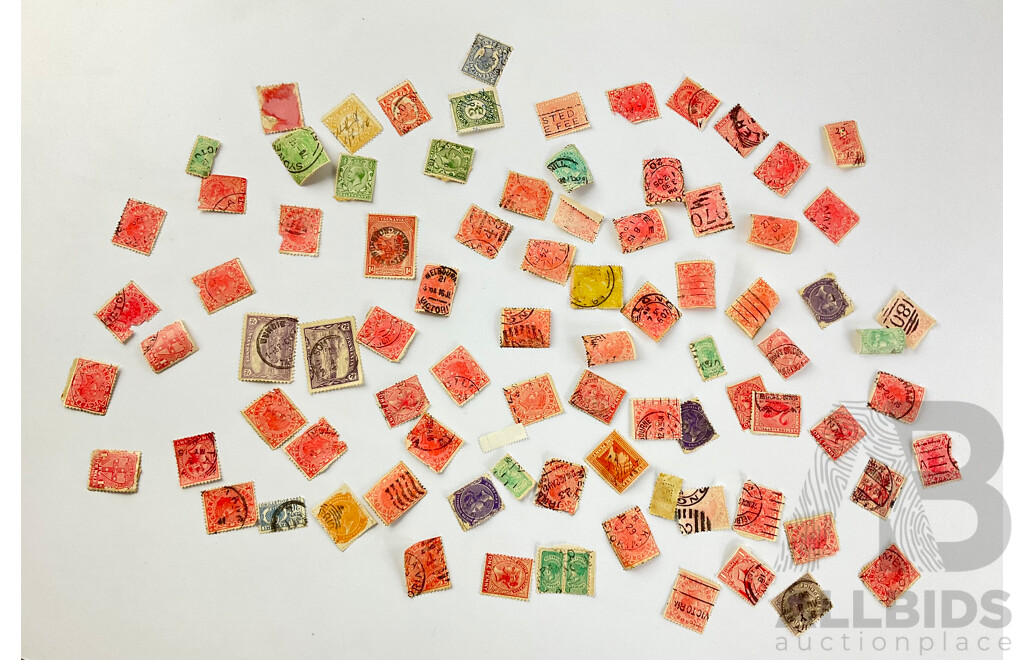 Collection of Australian Cancelled Pre Federation and Early 1900's Stamps Including South Australia Two Pence, New South Wales One Penny, Tasmania Two Penny and More