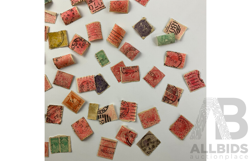 Collection of Australian Cancelled Pre Federation and Early 1900's Stamps Including South Australia Two Pence, New South Wales One Penny, Tasmania Two Penny and More