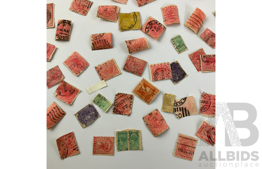 Collection of Australian Cancelled Pre Federation and Early 1900's Stamps Including South Australia Two Pence, New South Wales One Penny, Tasmania Two Penny and More