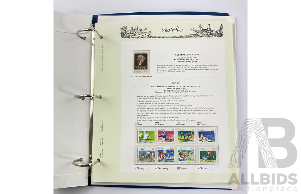 Australian Album of Seven Seas Mint Stamps Spanning Years January 1989 Through October 1992