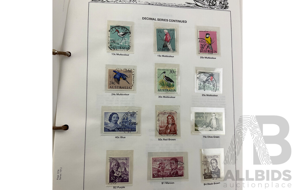 Australian Seven Seas Stamp Albums Including Cancelled Stamps 1966-1979 and Mint Stamps 1980-1988