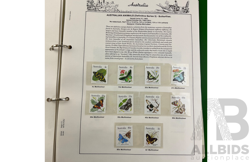 Australian Seven Seas Stamp Albums Including Cancelled Stamps 1966-1979 and Mint Stamps 1980-1988