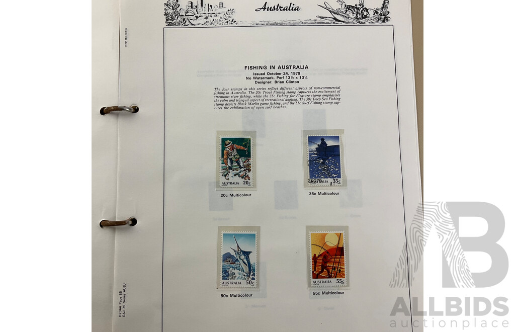 Australian Seven Seas Stamp Albums Including Cancelled Stamps 1966-1979 and Mint Stamps 1980-1988