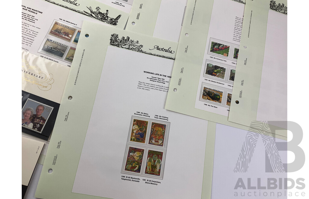 Australian Seven Seas 1993 Stamp Pages with Two 1997 United Kingdom Golden Wedding Anniversary Stamp Packs